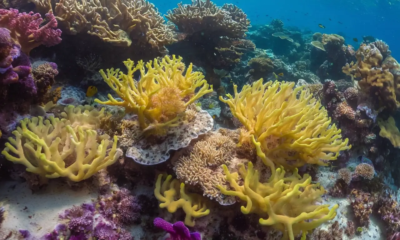 Corales vibrantes crean un ecosistema marino armónico