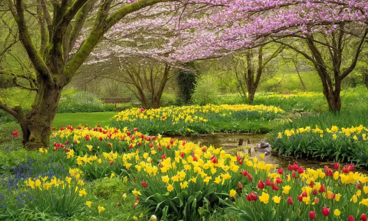 Primavera vibrante llena de flores y vida