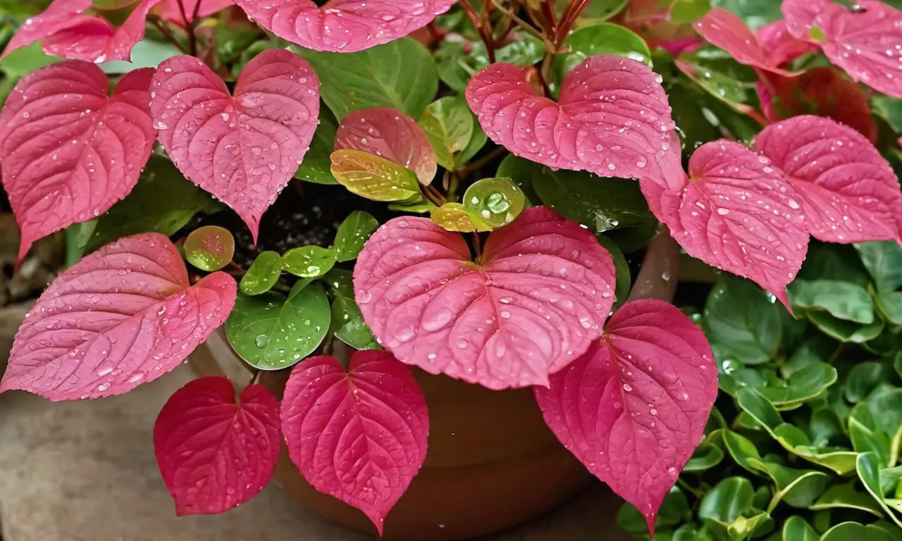 Planta vibrante en terracota bajo luz suave