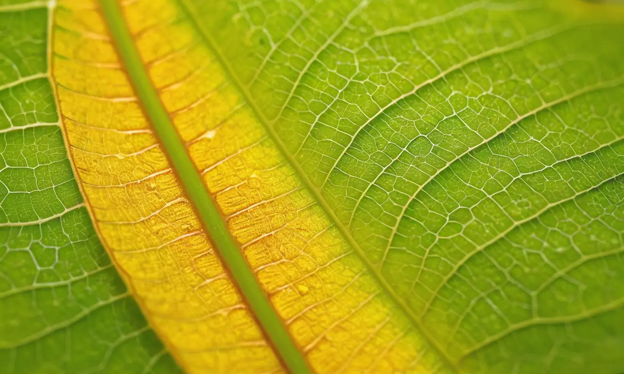 Hojas verdes brillantes con detalles microscópicos