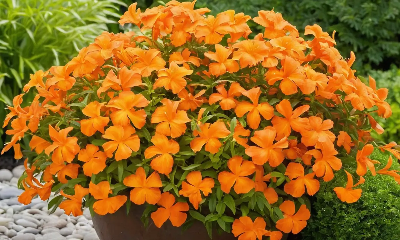 Vibrante jardín con flores naranjas y amarillas