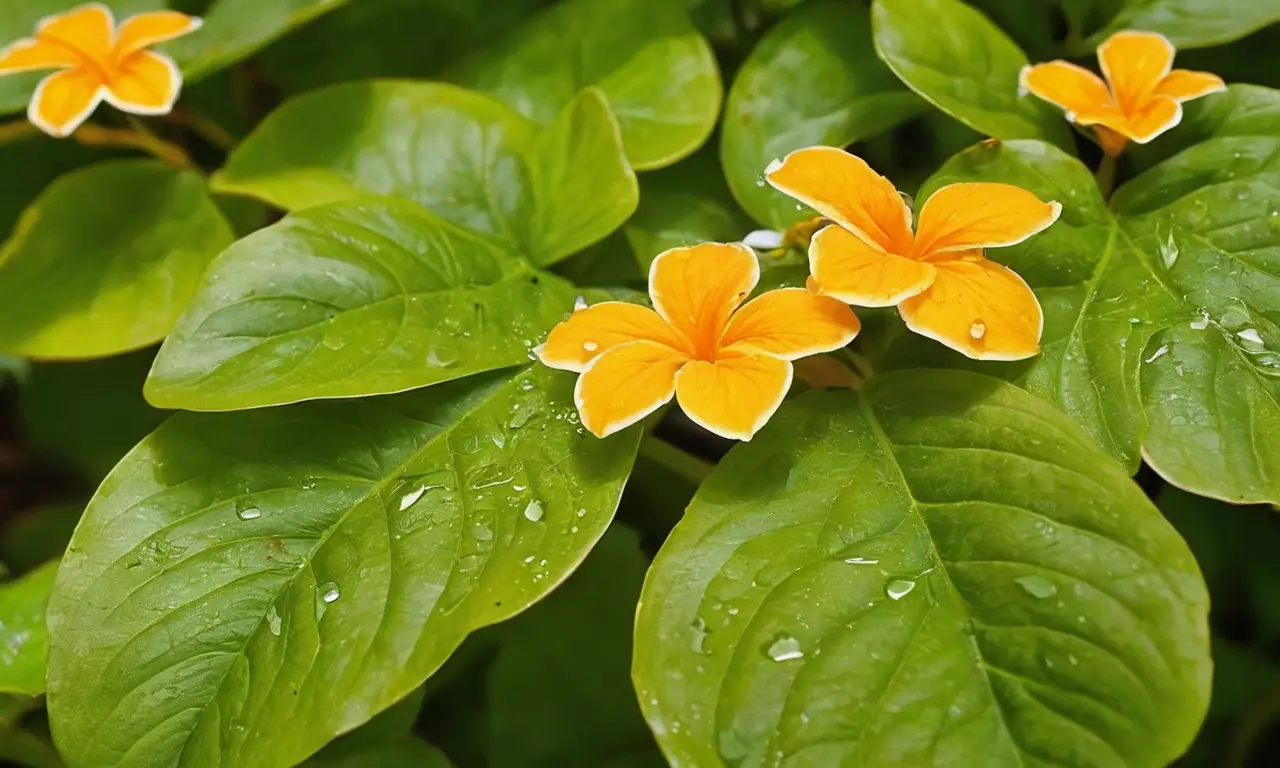 Flores vibrantes y vegetación en luz suave