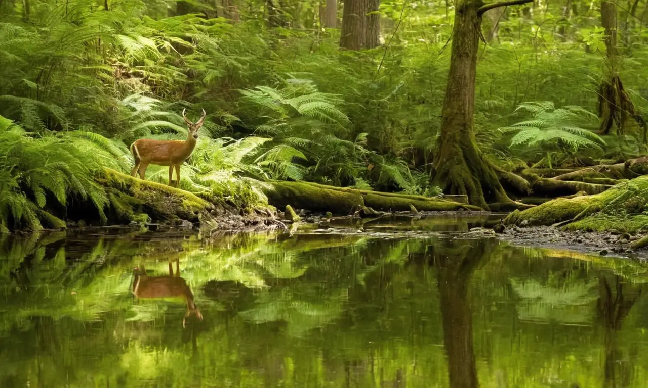 Escena forestal vibrante y llena de vida