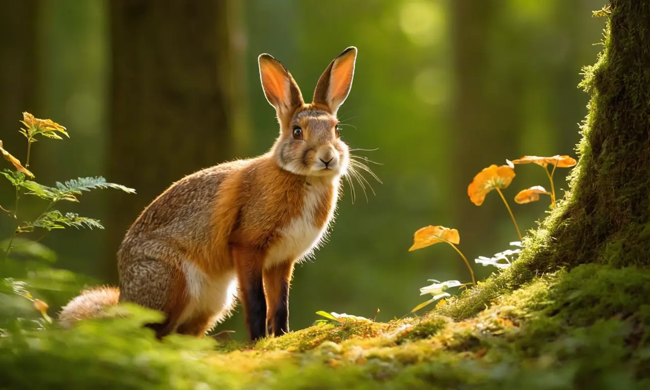 Bosque iluminado con fauna y flora vibrante