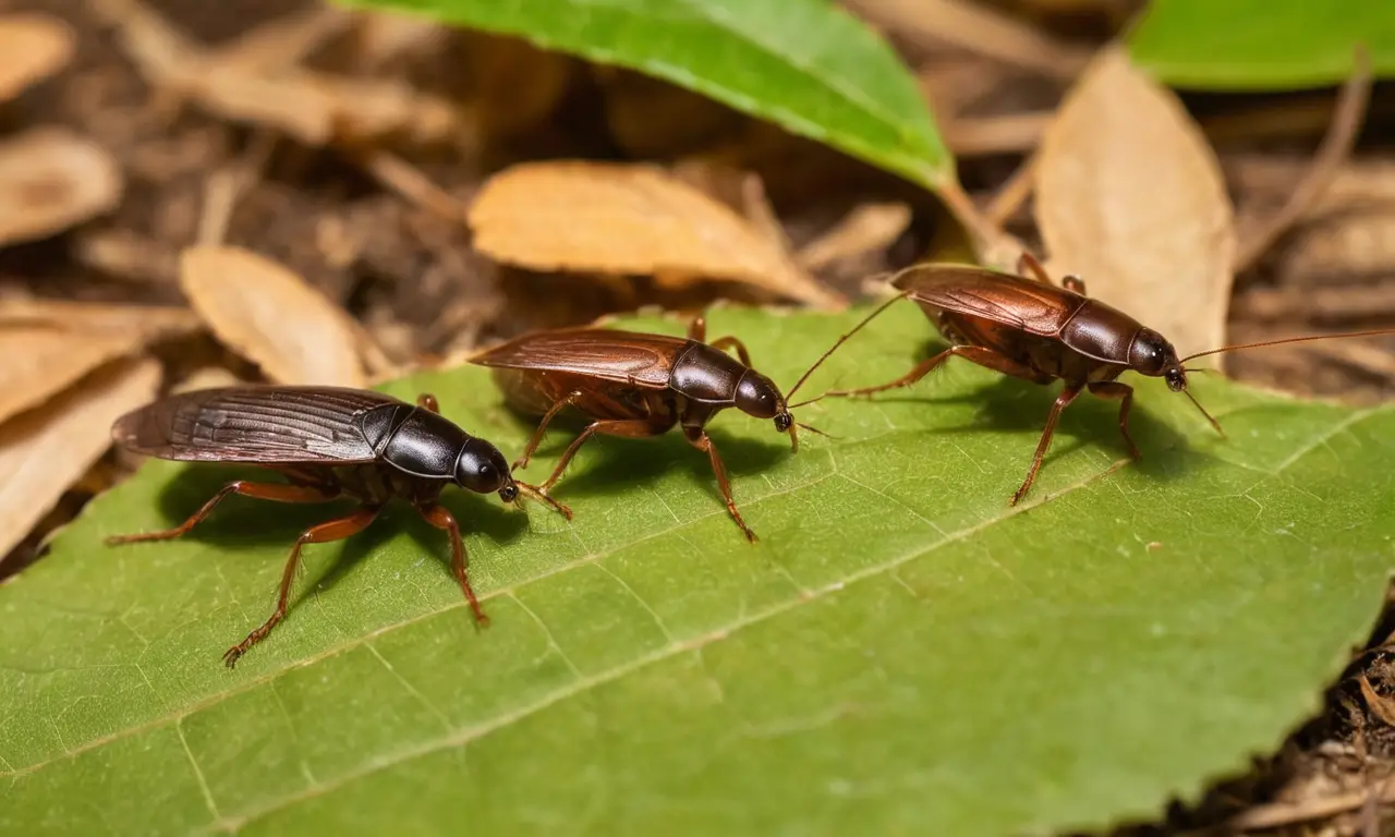Cucarachas oscuras viven en suelo húmedo