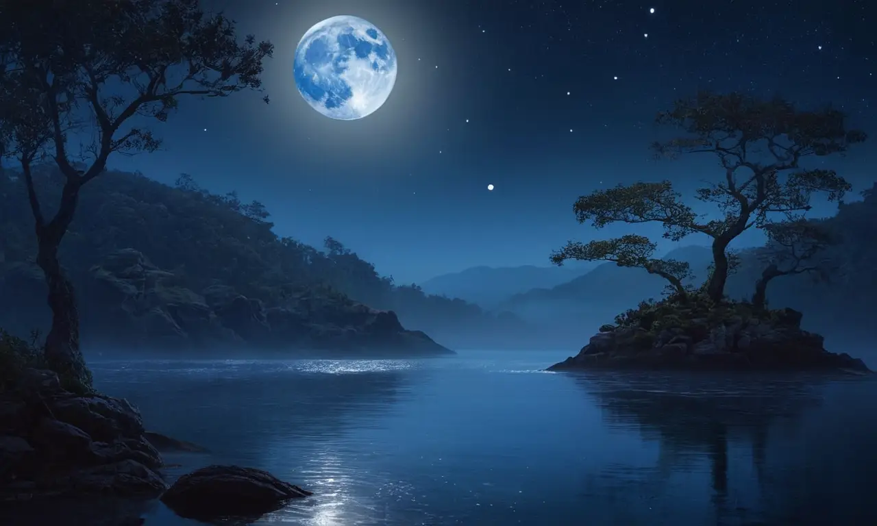 Cielo nocturno sereno iluminado por la luna