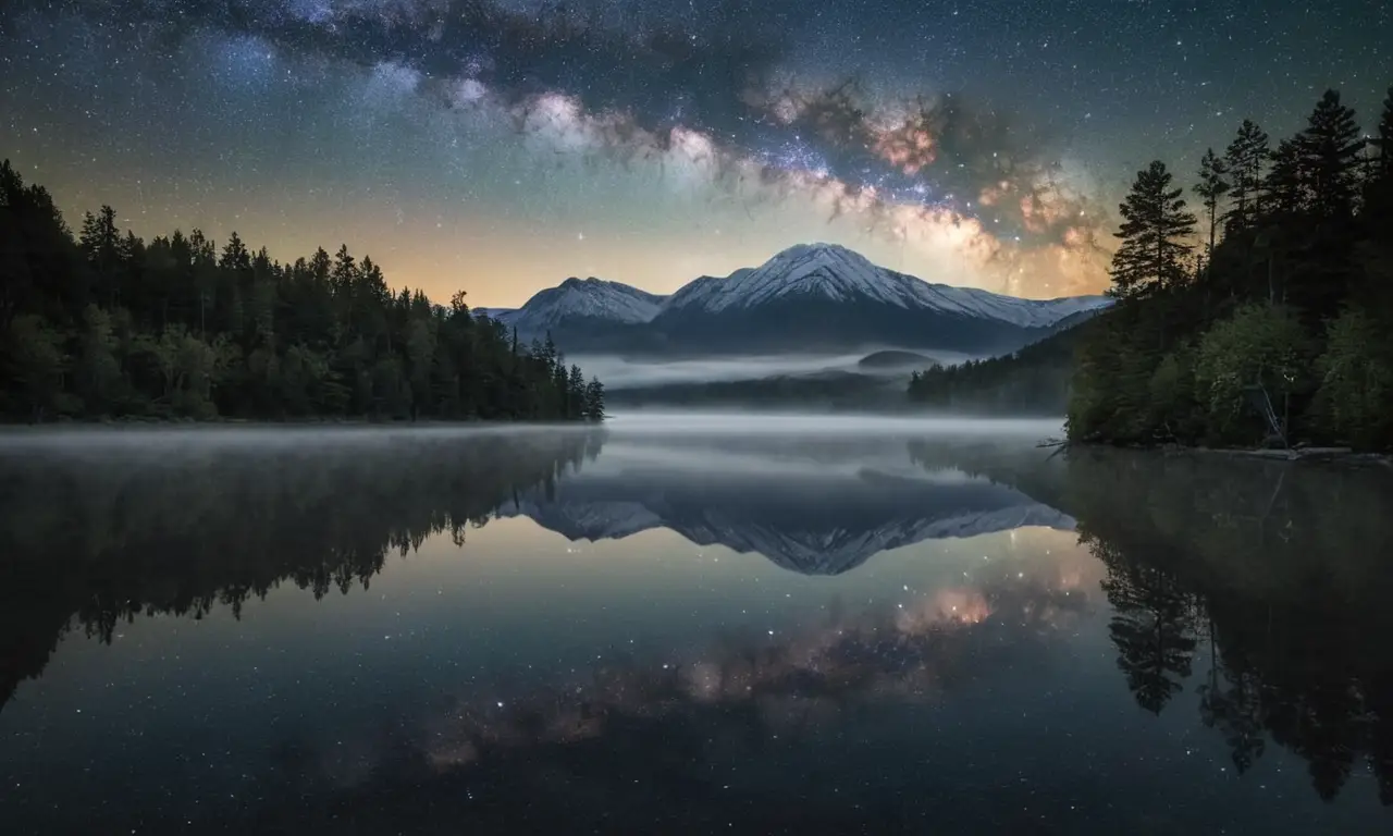 Cielo estrellado y paisaje sereno y solitario