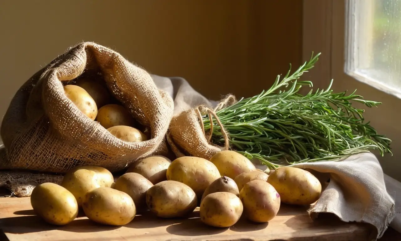Mesa rústica con variados tipos de papas