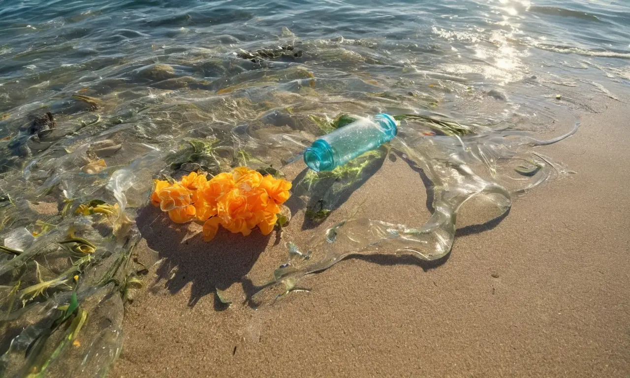 Océano hermoso pero contaminado por plástico