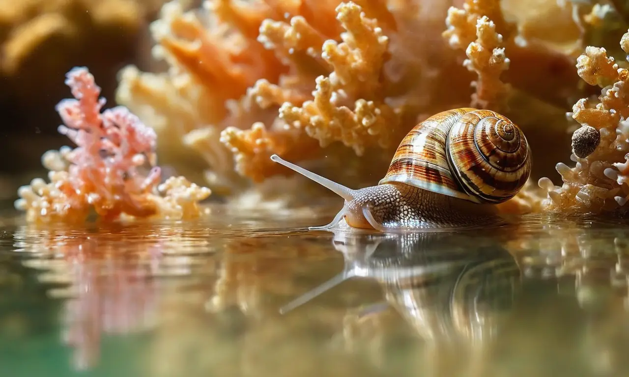 Escena submarina colorida con un caracol