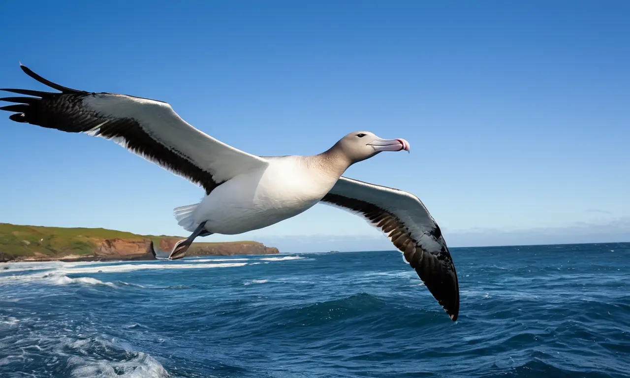 Albatros majestuoso vuela sobre el océano