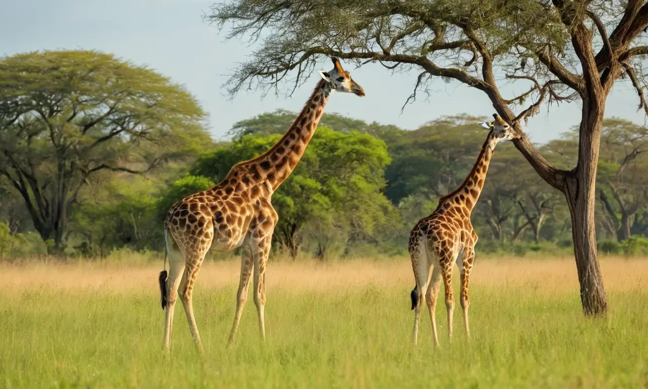 Giraffa elegante en una savana brillante