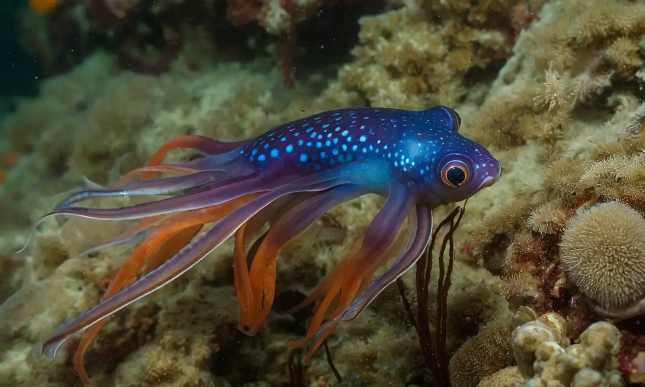 Un calamar vibrante en aguas iluminadas