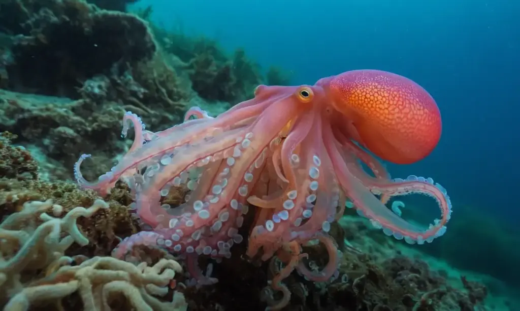 Calamares translucidos con colores iridiscentes
