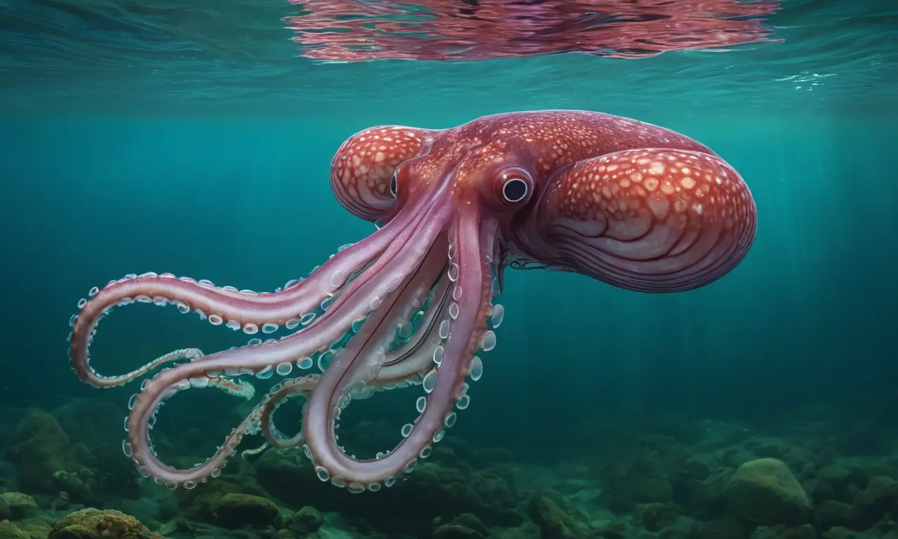 Ilustración detallada de un calamar gigante