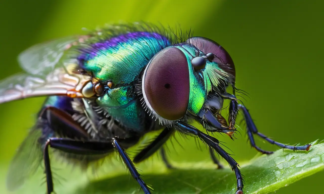 Retrato detallado y vibrante de una mosca