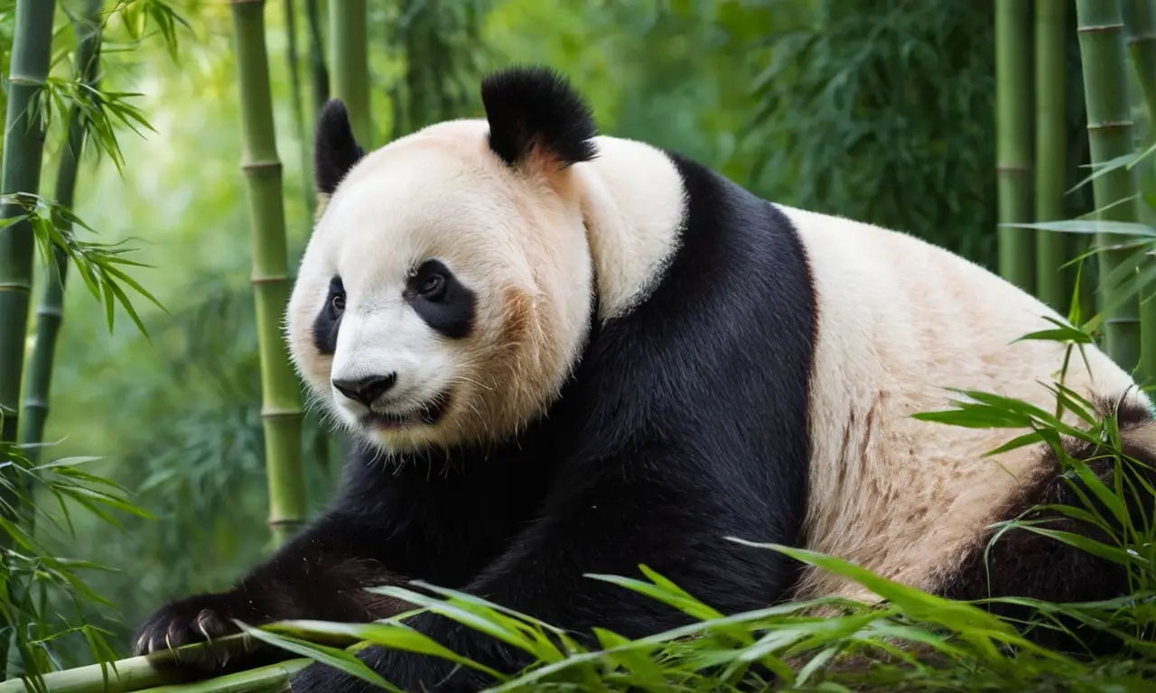 Panda reposando en un bosque de bambú