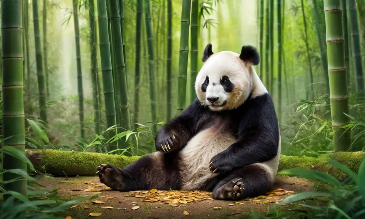Panda en bosque de bambú, paz y vulnerabilidad