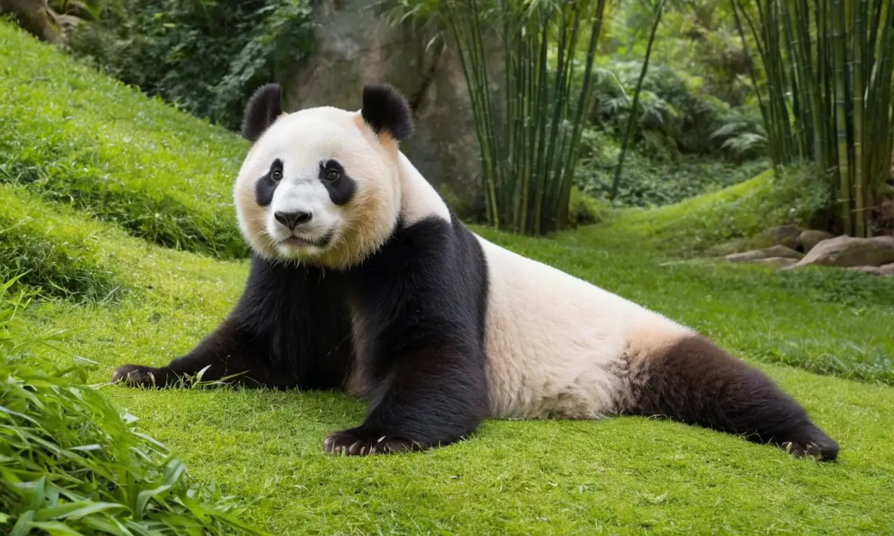 Pandas en un hábitat verde y sereno