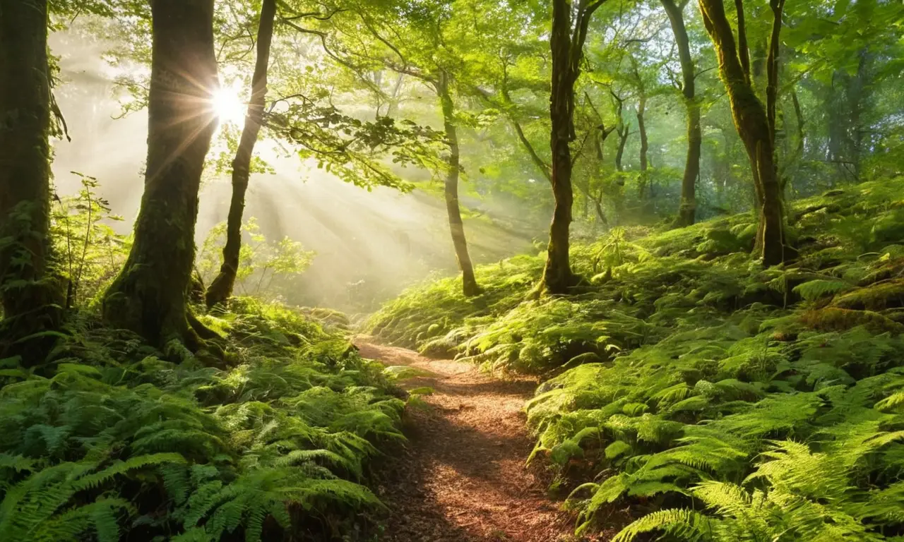 Bosque frondoso con luz y vida