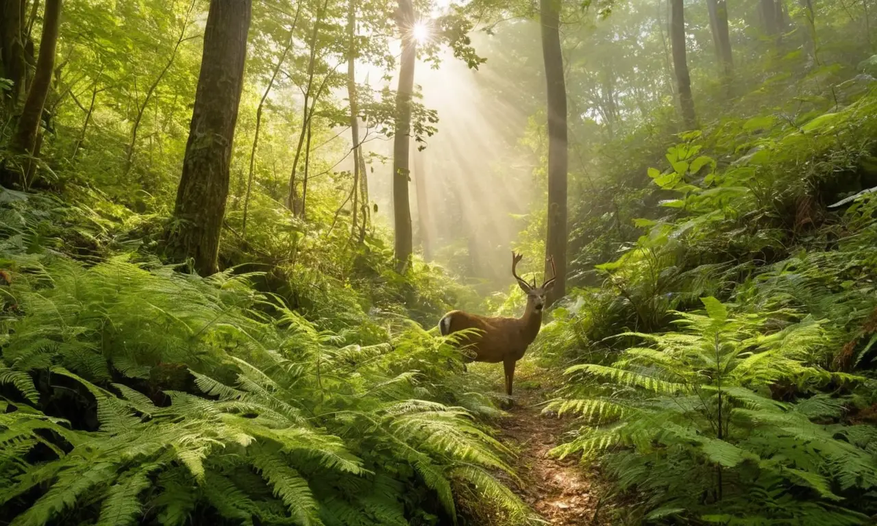 Bosque vibrante y sereno lleno de vida