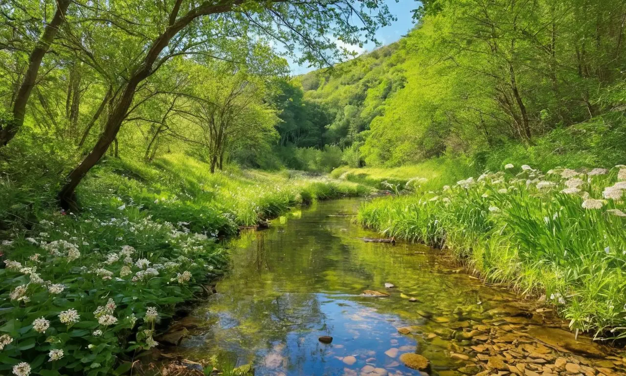 Paisaje vibrante y armónico con naturaleza diversa