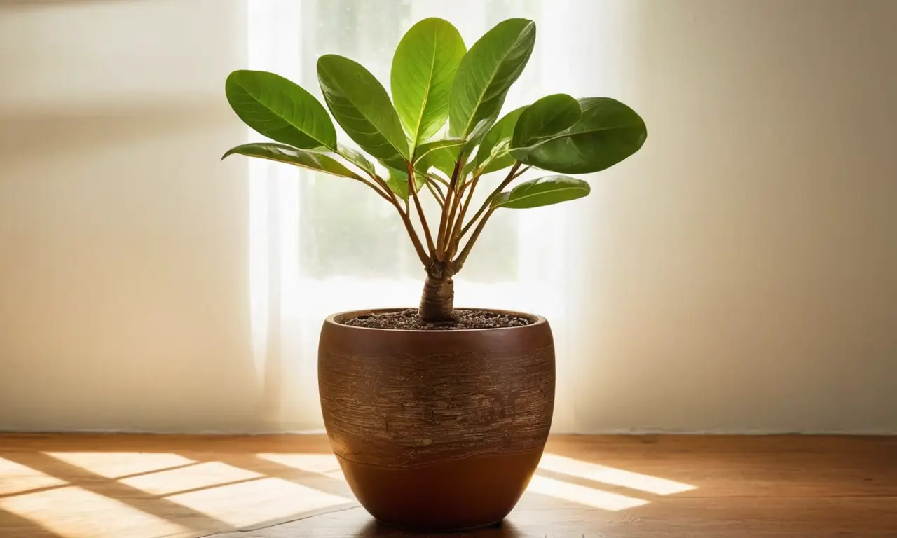 Espacio luminoso con planta de aguacate