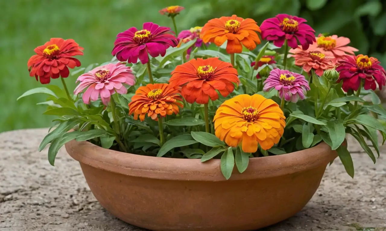 Jardin vibrante con flores de zinnia