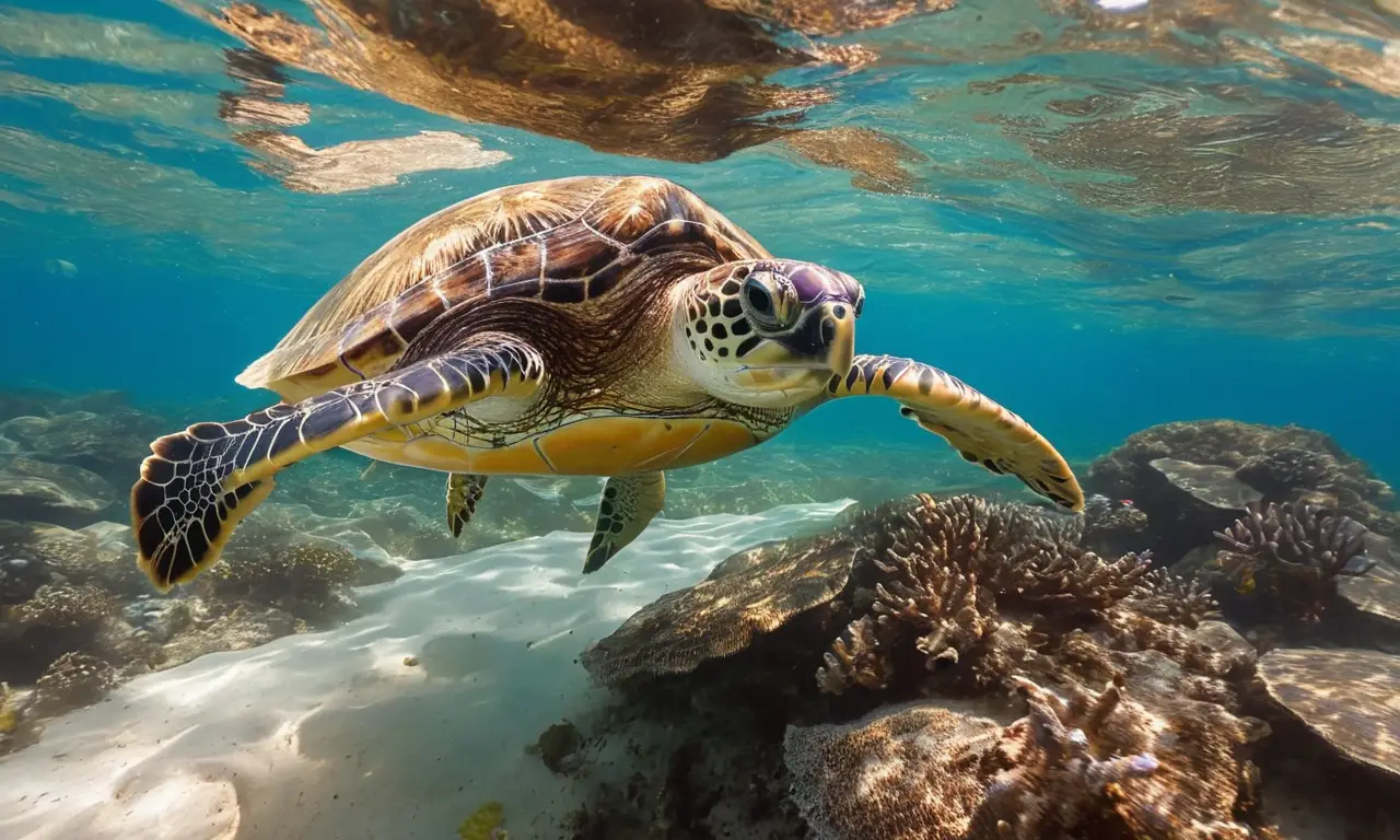 Tortuga en un sereno mar tropical