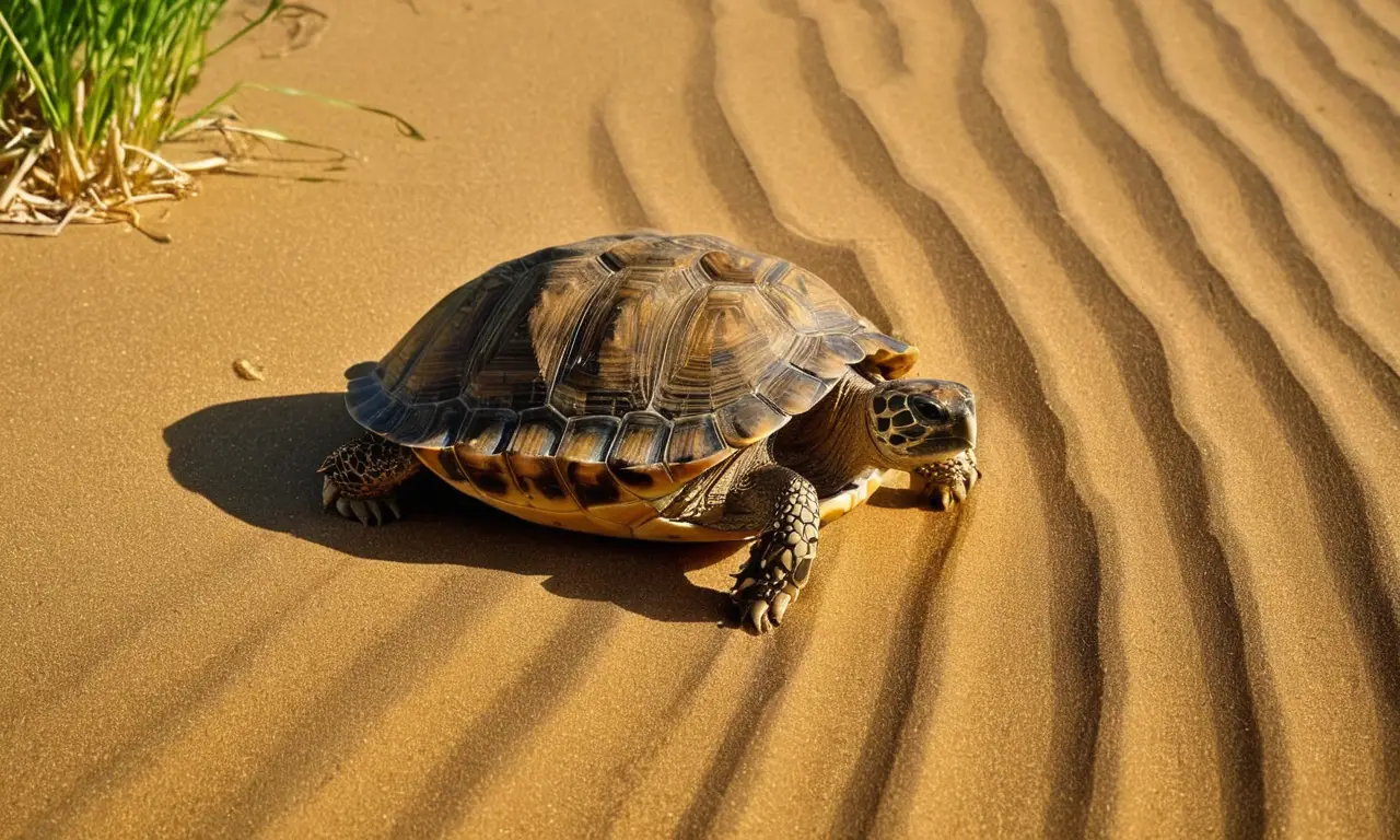 Tortuga en playa soleada y tranquila