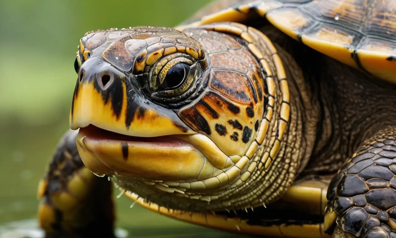 Tortuga mostrada en detalle bajo luz