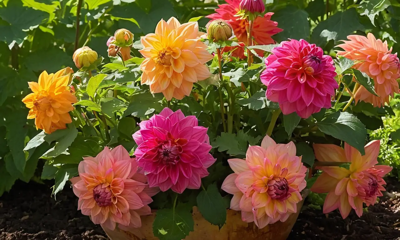 Dalias vibrantes en un entorno natural