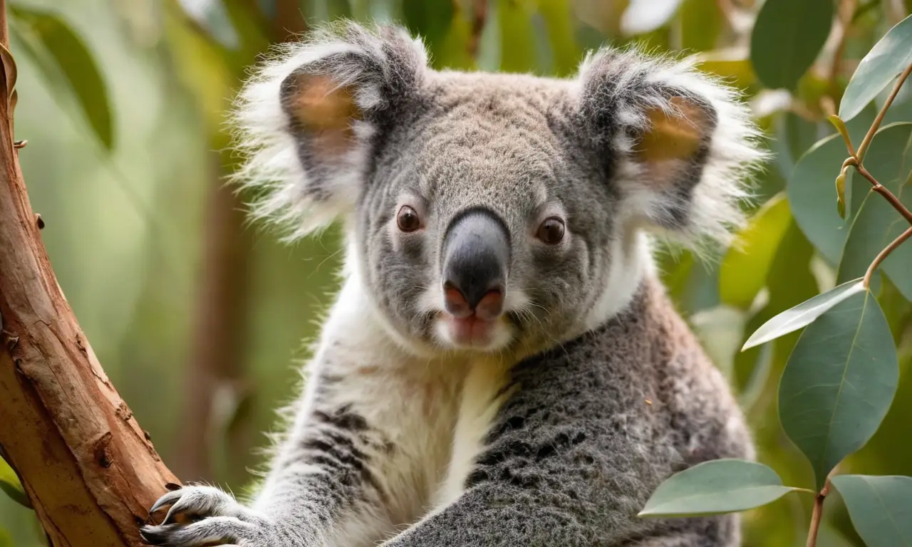Koala en rama de eucalipto en Australia