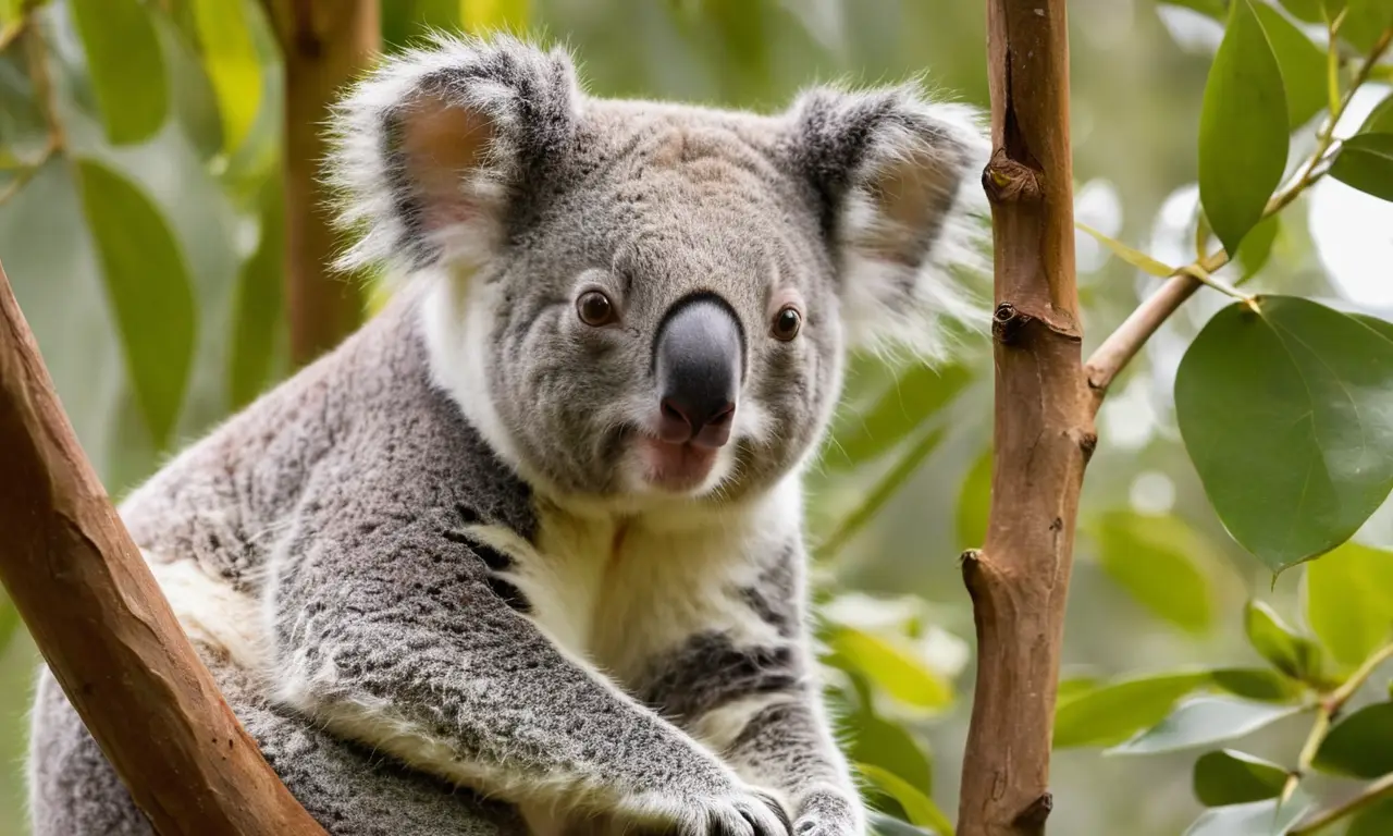 Koala en eucalipto, bello y sereno