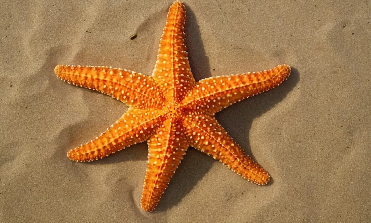 Estrella de mar brillante en arena