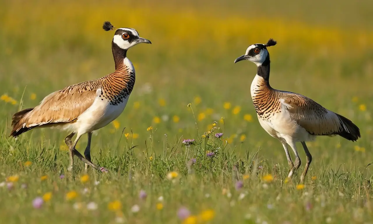 Pradera soleada con aves y paz natural