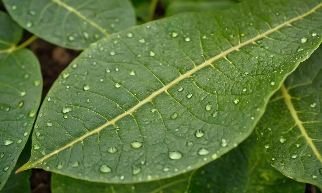 Hojas verdes brillantes en un entorno sereno