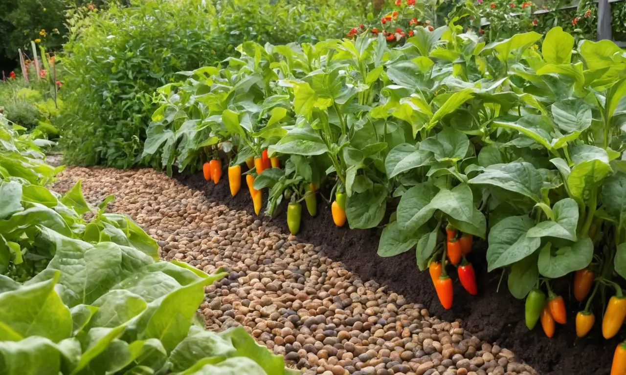 Huerto vibrante y saludable con variada vegetación