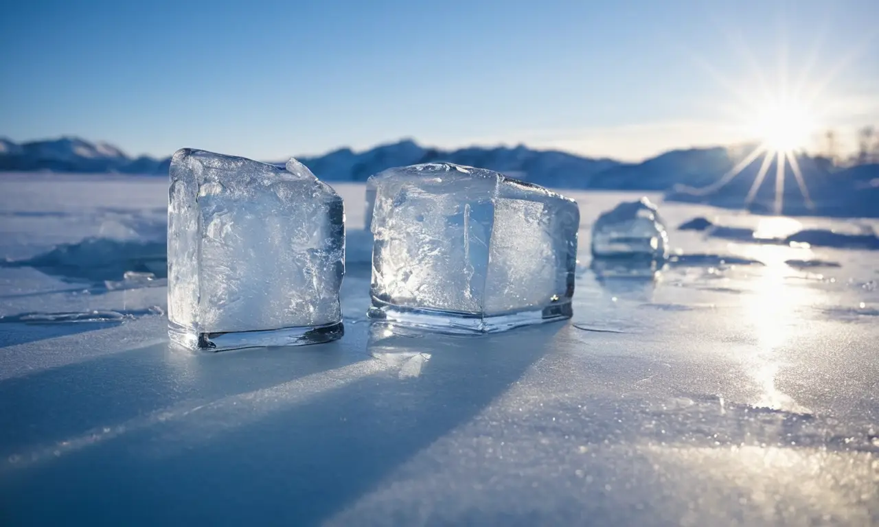 Contenedor de agua con hielo brillante