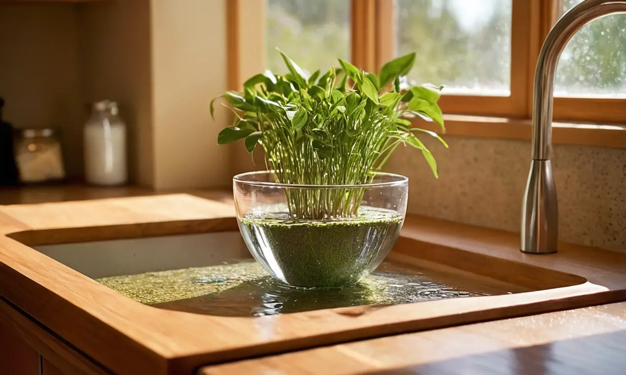 Agua cristalina y ambiente sereno en cocina