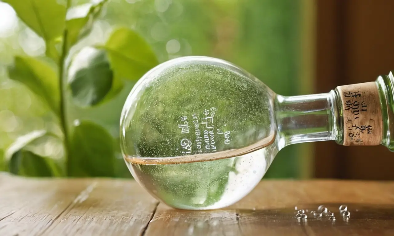 Botella de agua con burbujas y luz