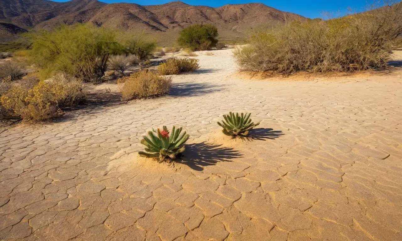 Desierto sereno, dunas doradas y cactáceas