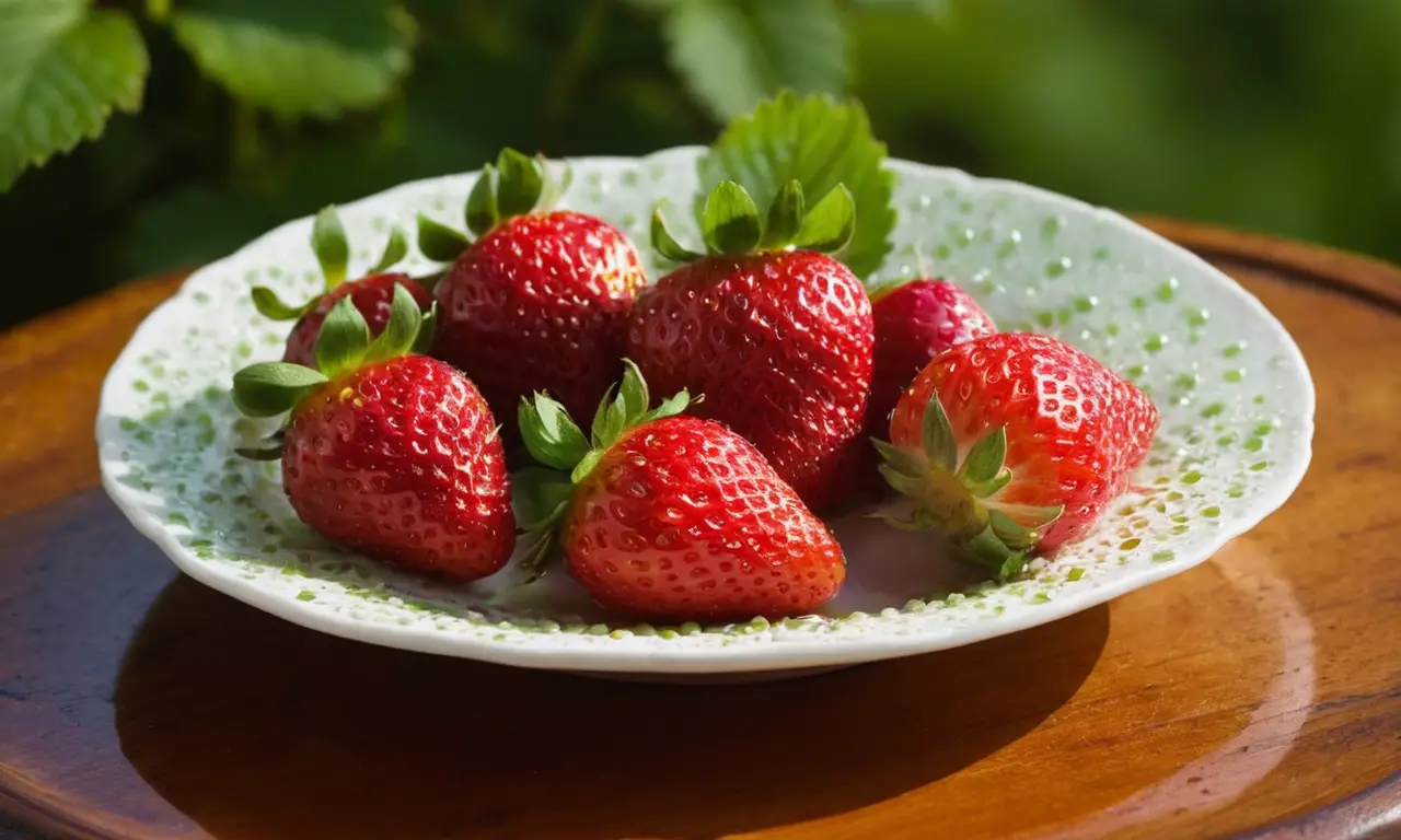Fresas frescas en un plato blanco