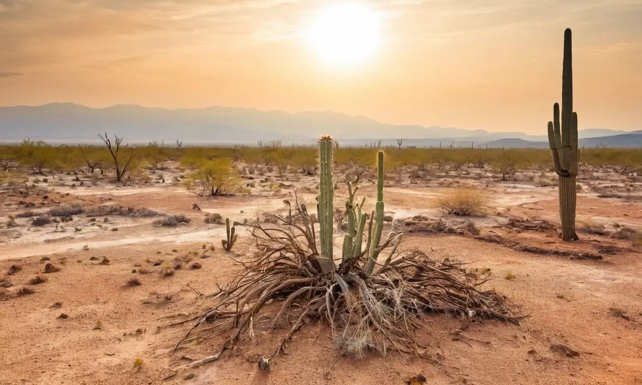 Paisaje árido, desolación y abandono evidentes