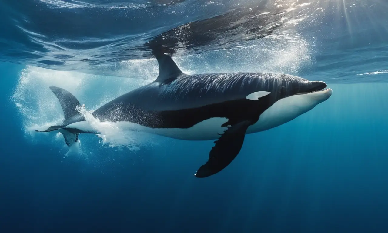 Orca salta majestuosamente en un océano vibrante
