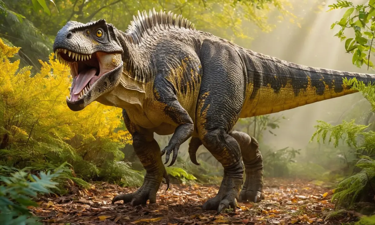 T-rex en un ecosistema prehistórico vibrante