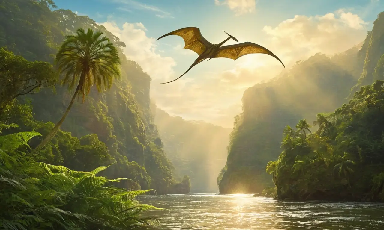 Ecosistema prehistórico vibrante y tranquilo