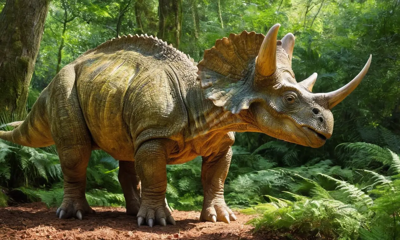 Un robusto Triceratops destaca en la naturaleza