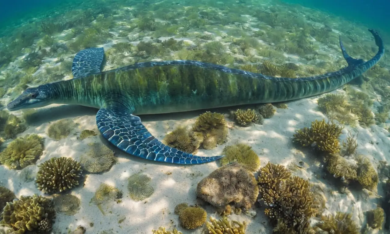 Elasmosaurus nada en un mundo submarino vibrante