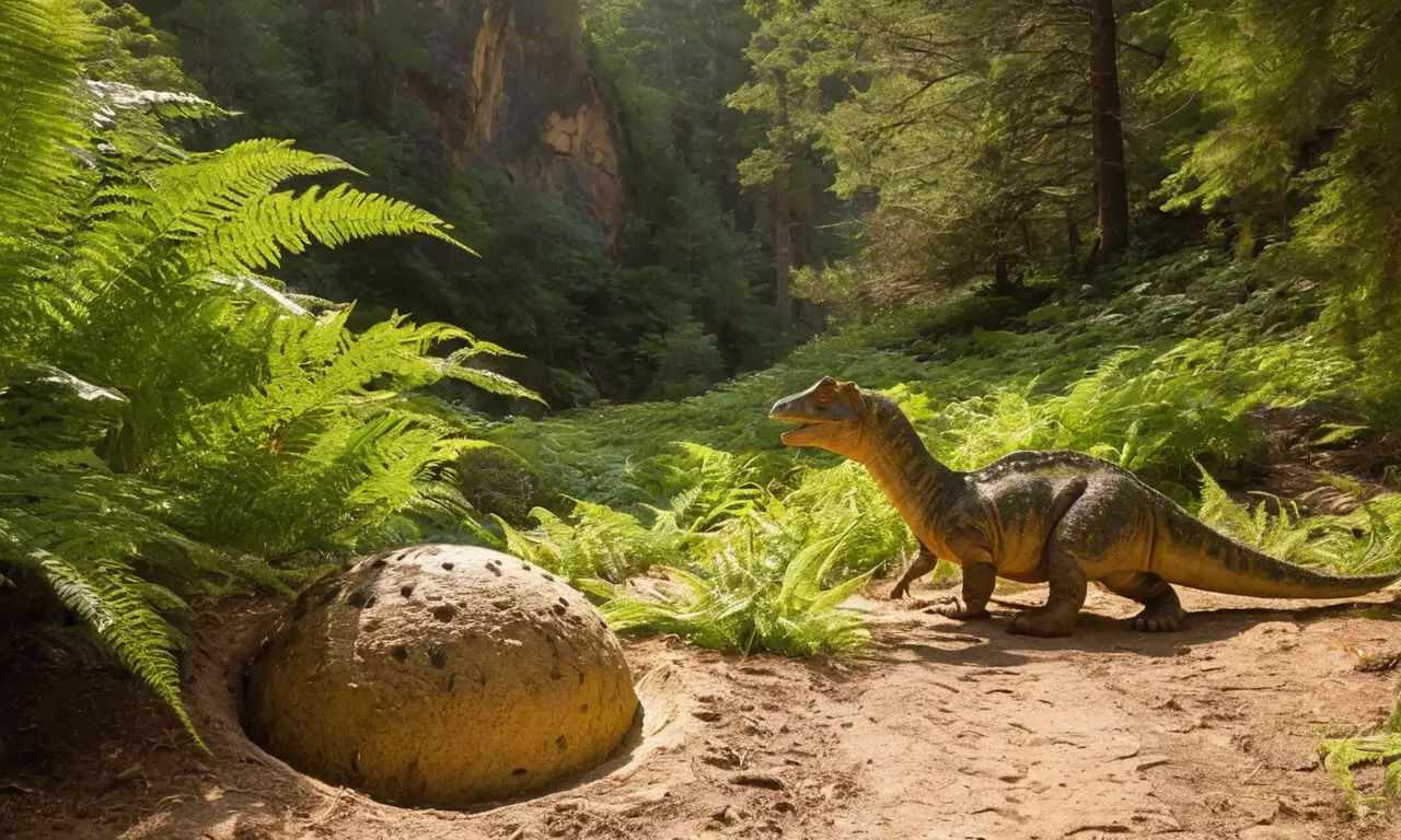 Un paisaje prehistórico vibrante con dinosaurios